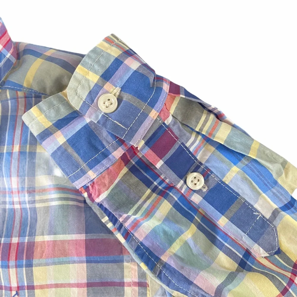 Ralph Lauren Plaid Shirt Button Down Boys Size 10/12 Bright Preppy Academia
